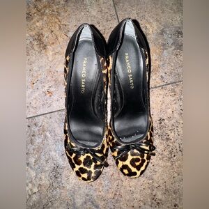 Franco Sarto Black and Leopard Print Heels